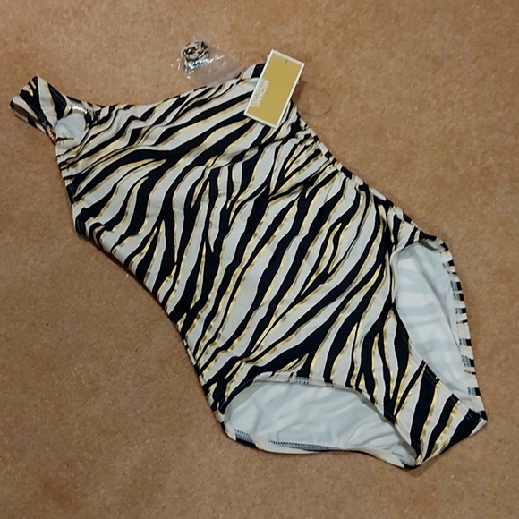Michael Kors Women's Animal-Print One-Shoulder One-Piece Swimsuit - Picture 1 of 3